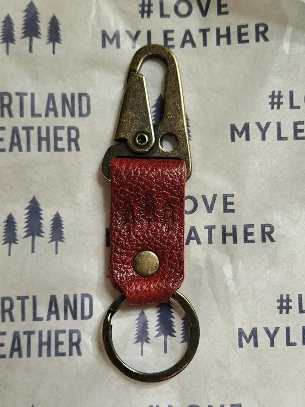 Unicorn Portland Leather Goods Keychain In Chili Red